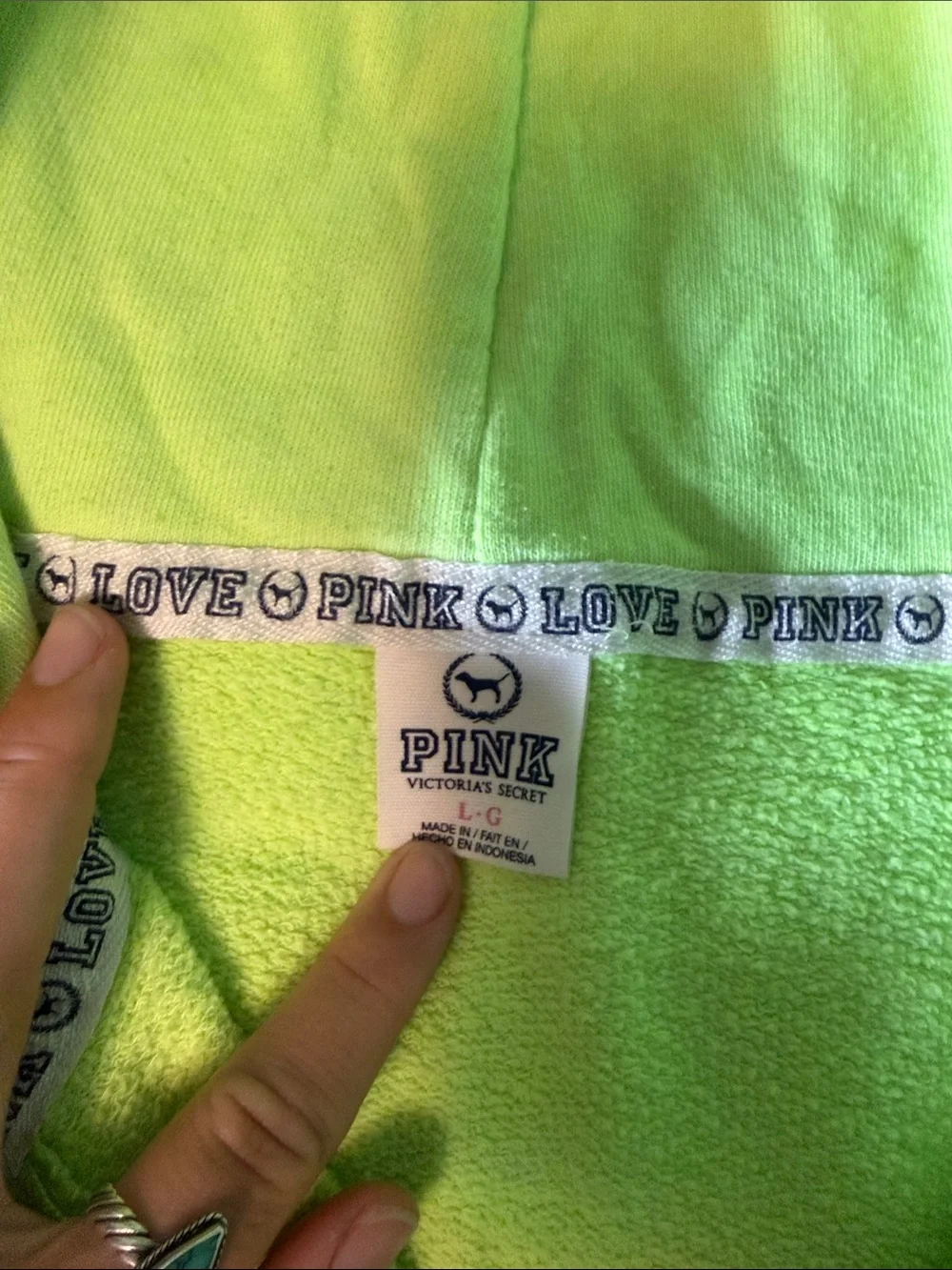 PINK Victoria's Secret Neon Lime Green Lounge Joggers & Zip Sweatshirt